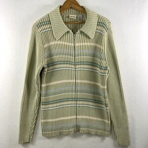 VTG Cherokee Womens Y2K Chunky Ribbed Zip Sweater‎ Cottage Indie Soft Grunge